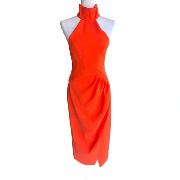 C/MEO Kiss Land midi dress red orange sleeveless high neck excellent Size XS - Picture 2 of 10